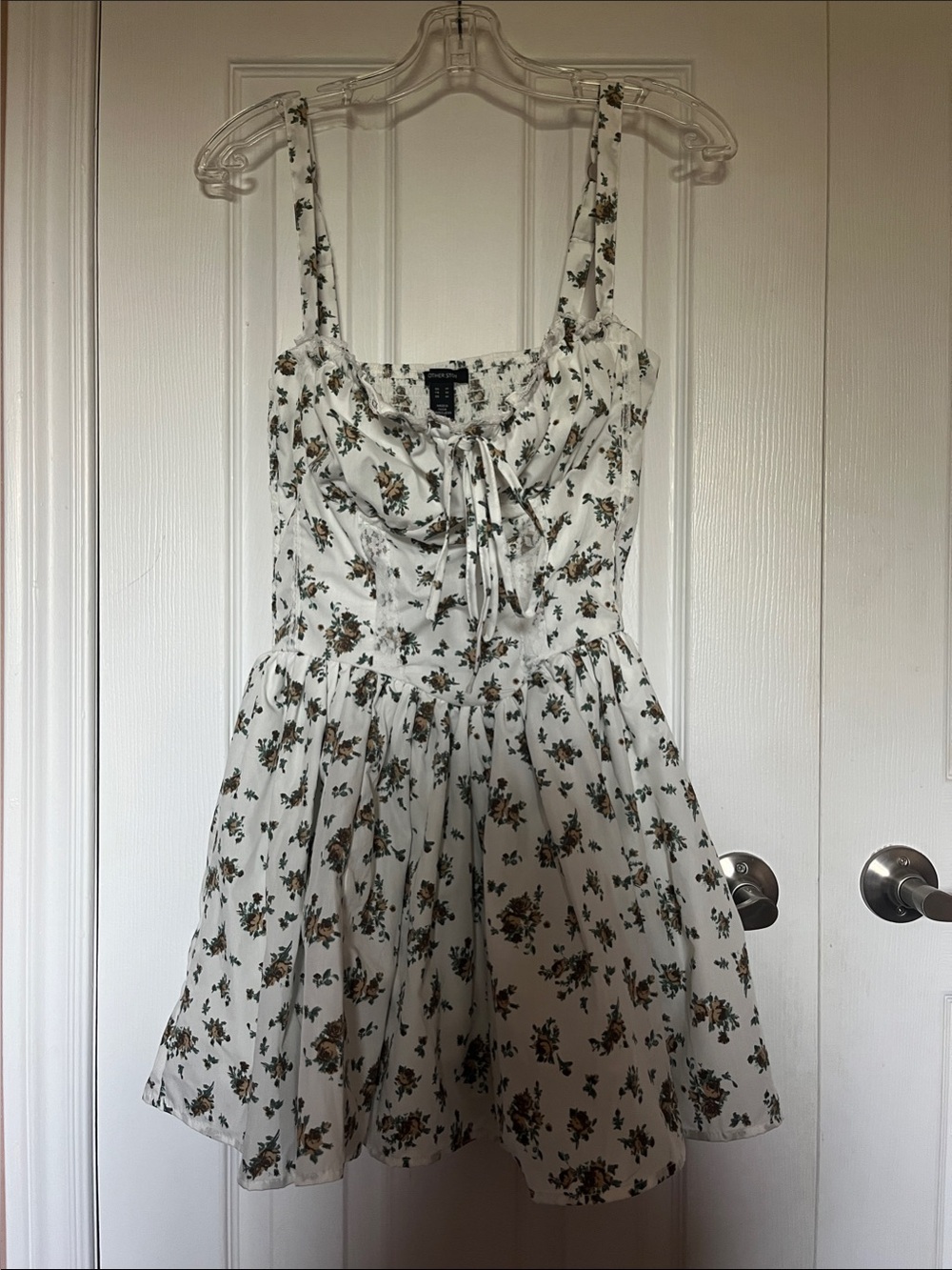 & Other Stories White Floral Tie-Front Mini Dress